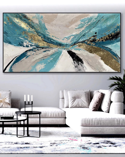 Olas de Turquesa — Pintura Original a Mano